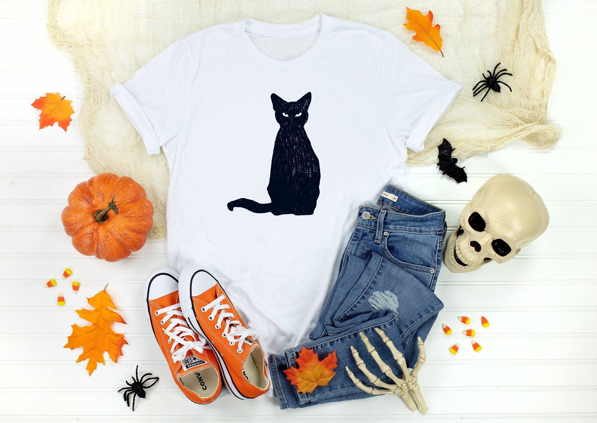 Black Cat T-Shirt, Halloween Costume, Unisex Size