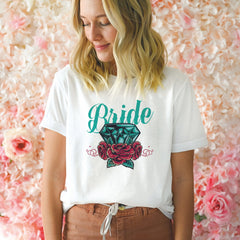 Bride and team T-shirt, Diamond & rose, Bridal party, Tattoo Rock'n roll