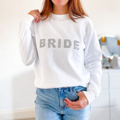Bride sweatshirt with sparkly rhinestone letters Bride to be jumper Bridal Shower Engagement Gift