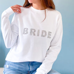 Bride sweatshirt with sparkly rhinestone letters Bride to be jumper Bridal Shower Engagement Gift
