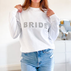 Bride sweatshirt with sparkly rhinestone letters Bride to be jumper Bridal Shower Engagement Gift