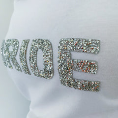 Bride T-Shirt With Sparkly Rhinestone Letters, Bridal Shower Engagement Gift, Bride To Be Shirt