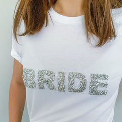 Bride T-Shirt With Sparkly Rhinestone Letters, Bridal Shower Engagement Gift, Bride To Be Shirt