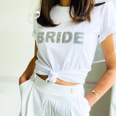 Bride T-Shirt With Sparkly Rhinestone Letters, Bridal Shower Engagement Gift, Bride To Be Shirt