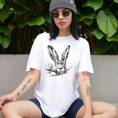 Bunny and flower t-shirt, Gift for her, Women trendy tshirt, Spring concept