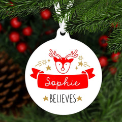 Children's Personalised Christmas Tree Ornament with Name, Baby Kids First Xmas Keepsake