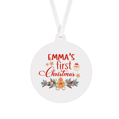 Children's Personalised First Christmas Ornament with Name, Baby Kids First Xmas Keepsake