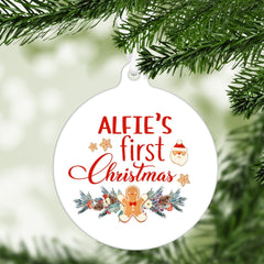 Children's Personalised First Christmas Ornament with Name, Baby Kids First Xmas Keepsake