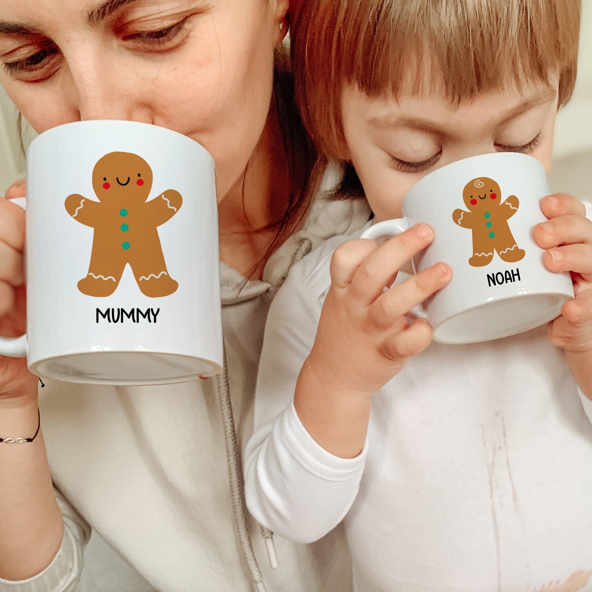 Christmas mug for kids and adults, Personalised Cute Xmas Gift, Family Matching Hot Chocolate