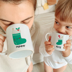 Christmas mug for kids and adults, Personalised Cute Xmas Gift, Family Matching Hot Chocolate