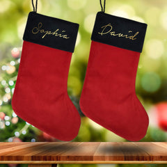 Christmas Stockings, Personalised Luxury Red Velvet, Couple stocking, Elegant Xmas decoration