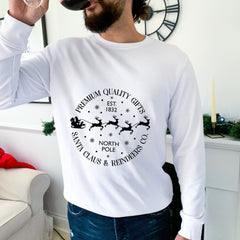 Christmas Sweatshirt, Xmas Outfit, Unique Design Santa Claus And Reindeers Co., Retro Sweatshirt