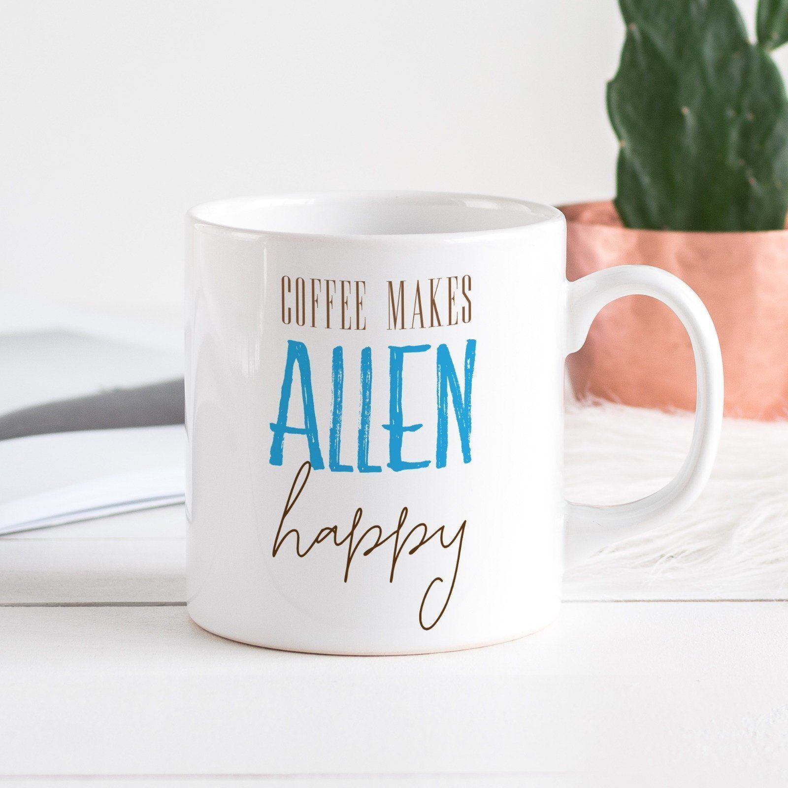Coffee makes happy mug, Personalised mug with name , Gift for Coffee Lover him or her