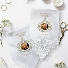 Coronation handkerchief, HM King Charles III gift for her him, God save the king souvenir