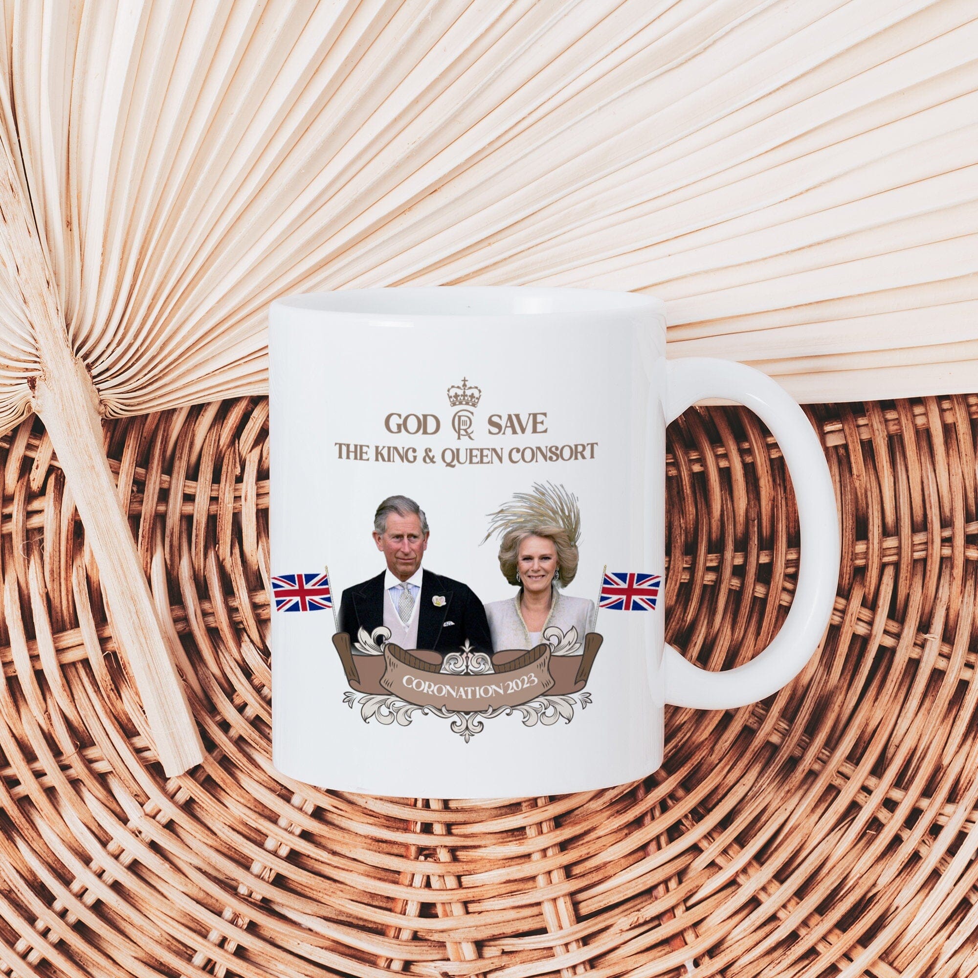 Coronation Mug With Hm King Charles Iii And Camilla Photos, God Save The King And Queen Consort