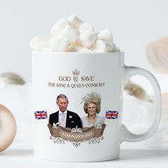 Coronation Mug With Hm King Charles Iii And Camilla Photos, God Save The King And Queen Consort