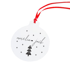 Couple Christmas Ornament, Personalised Modern Xmas Decor, Couple Gift, Wife Husband Gift Keepsake