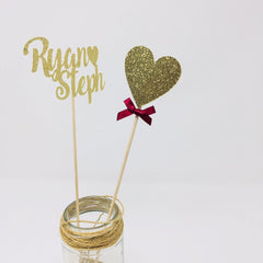 Couple Names And Heart Centerpiece Set of 2