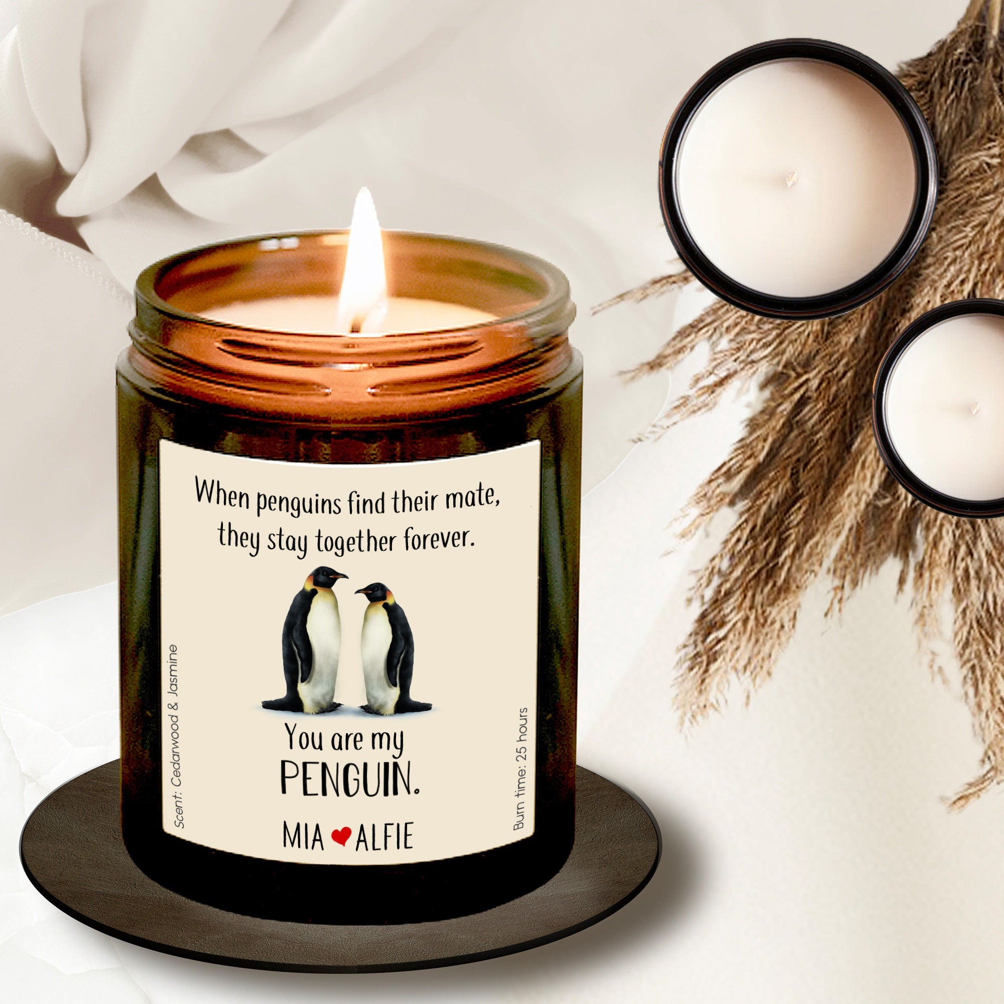 Couple penguin candle, Soy Wax no paraffin Apothecary Candle