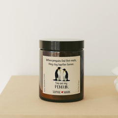 Couple penguin candle, Soy Wax no paraffin Apothecary Candle