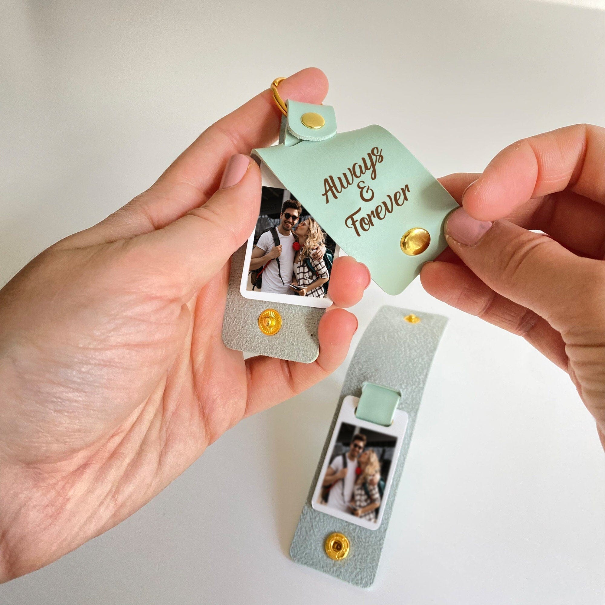 Couple photo keyring, Always and Forever, Valentine's Day Birthday Christmas gift wife husband
