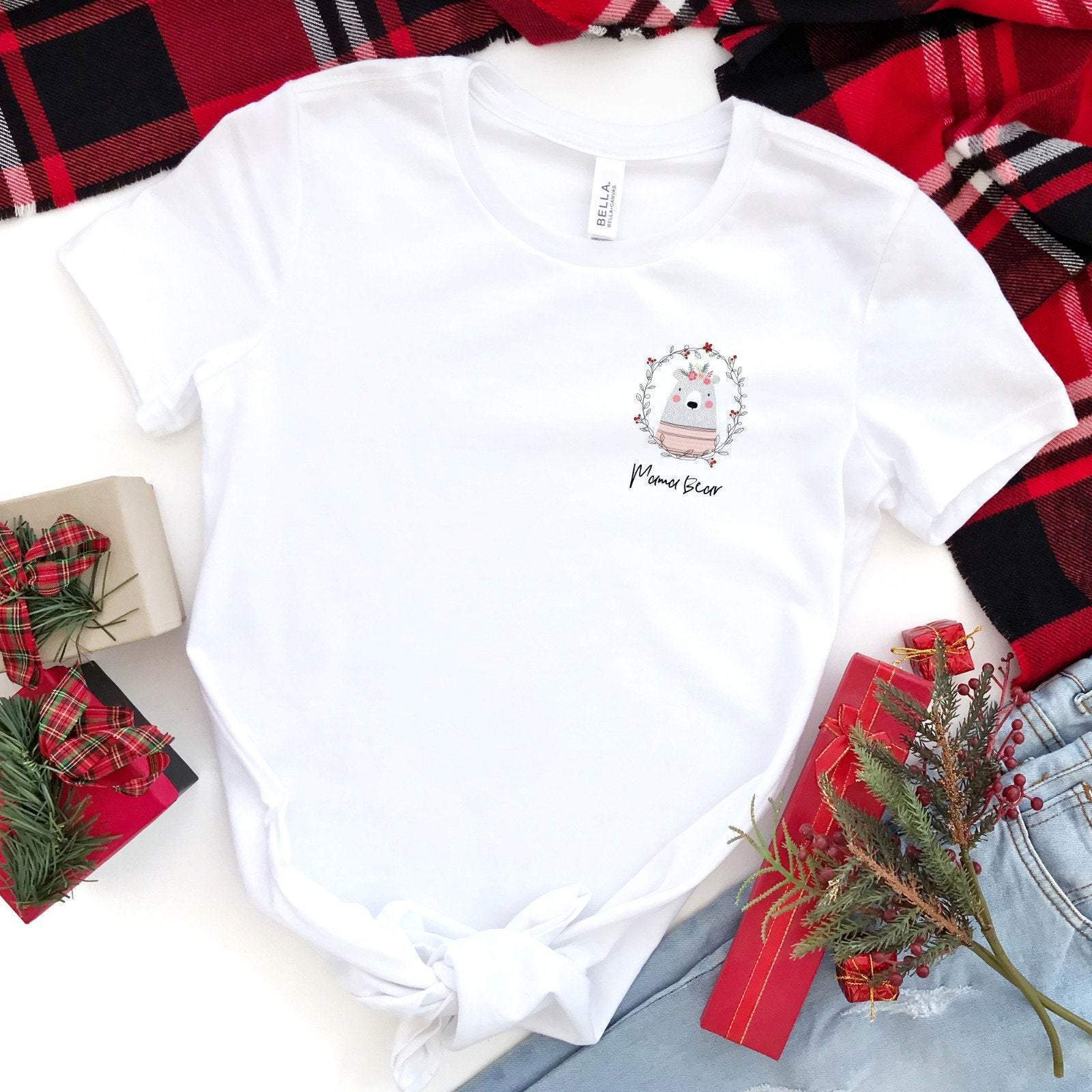Cute Mama Bear T shirt Christmas mum Pregnancy announcement
