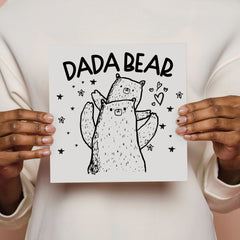 Dada bear card, Personalised Father's Day card, Dad greeting card, Daddy and baby child
