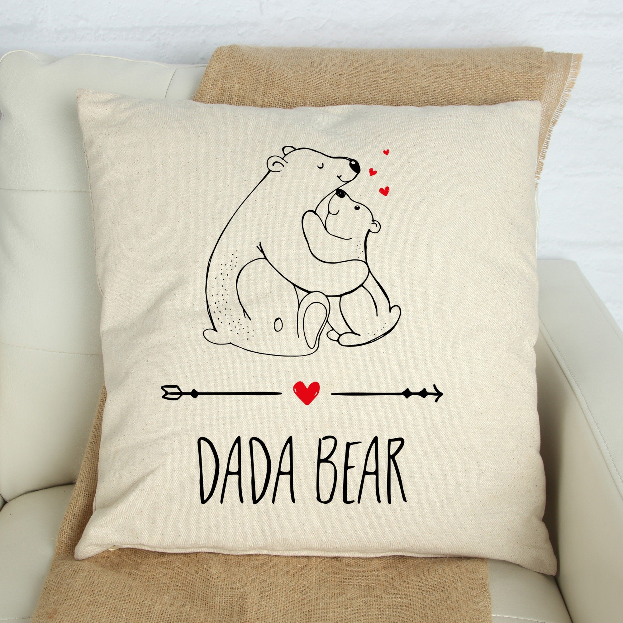 DADA bear cushion, Gift for dad, Father's day present, Daddy pillow, Dada Papa bear