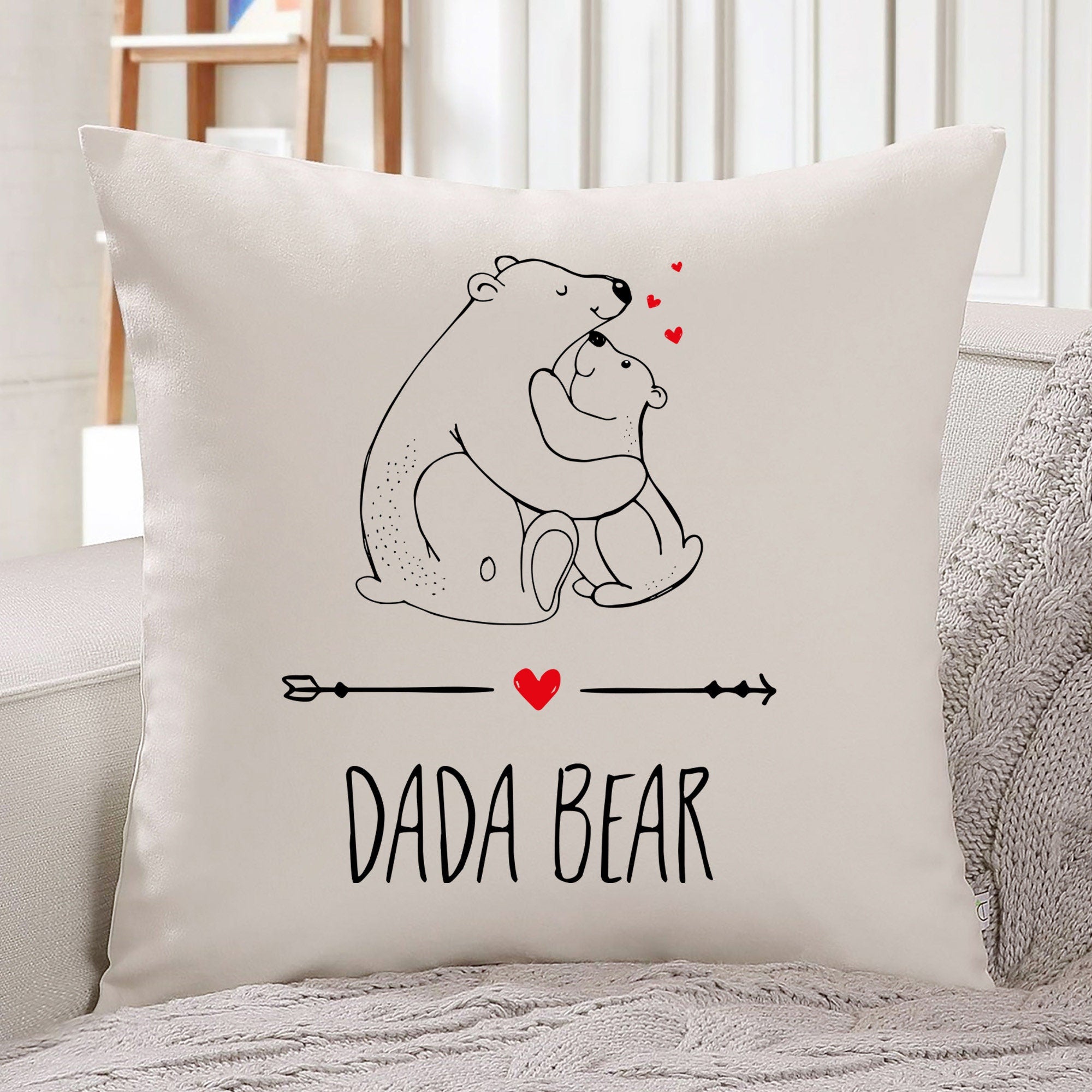 DADA bear cushion, Gift for dad, Father's day present, Daddy pillow, Dada Papa bear