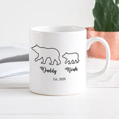 Daddy Bear Mug With Personalised Names And Est Date, Gift For Dad, Fathers Day Present