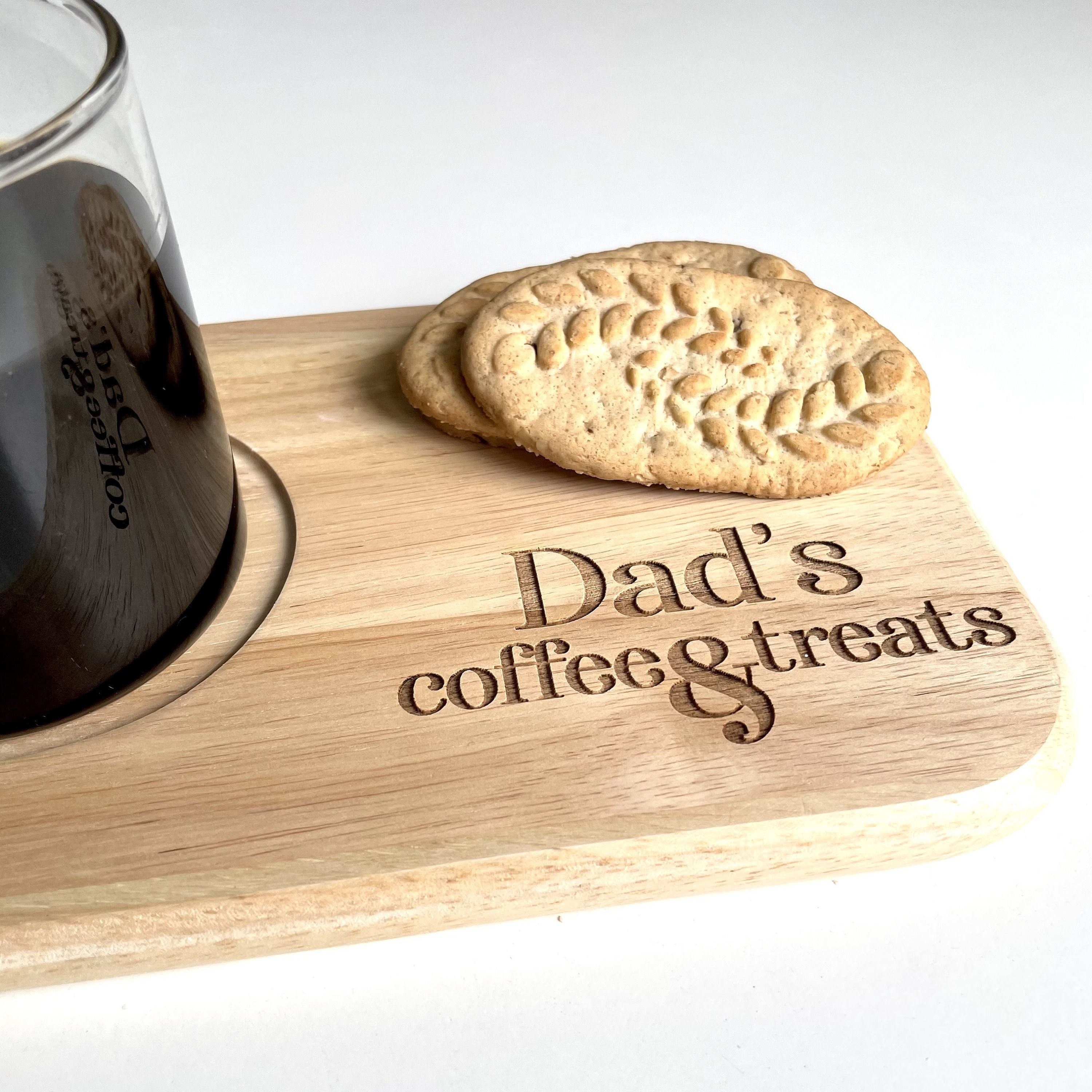 Dad's coffee and treats engraved board,Personalised tea & biscuits board, Birthday Gift