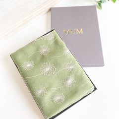 Dandelion Foil Print Cotton Scarf In A Personalised Gift Box, 6 Colours, Gift For Mum, Scarves For Women