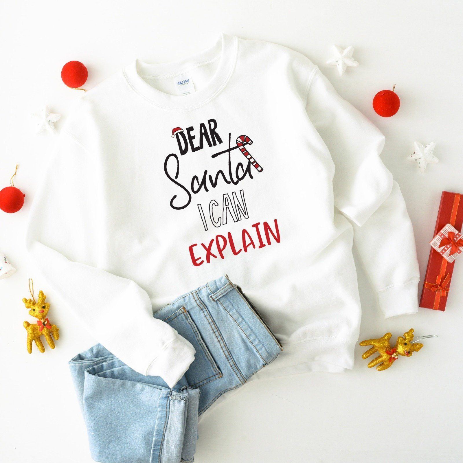 Dear Santa I Can Explain Christmas Jumper & Sizes Xmas Outfits