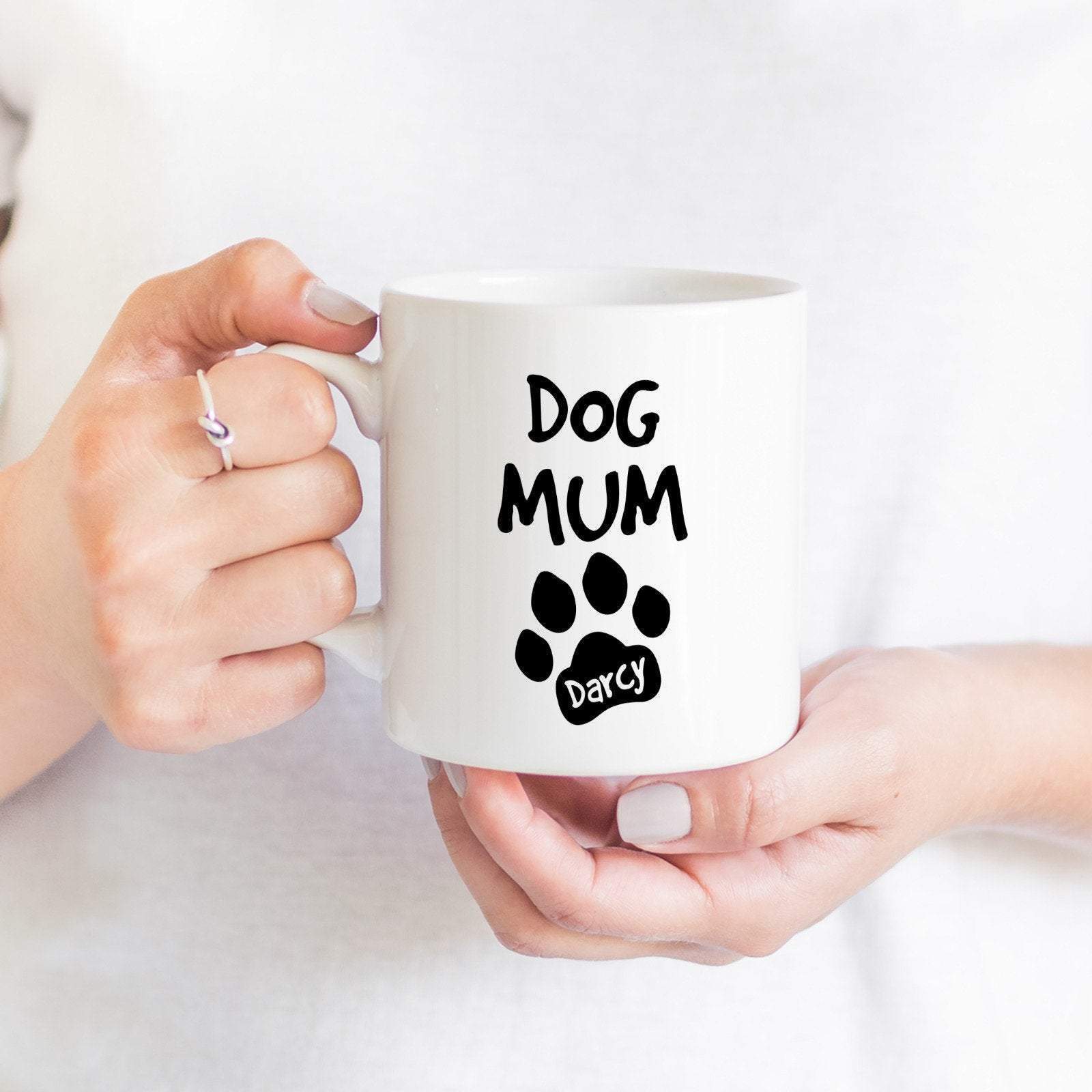 Dog mug with a dog name, Paw prints mug, Christmas gift
