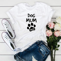 Dog mug with a dog name T-shirt, Paw prints tee, Unique gift for pet lover