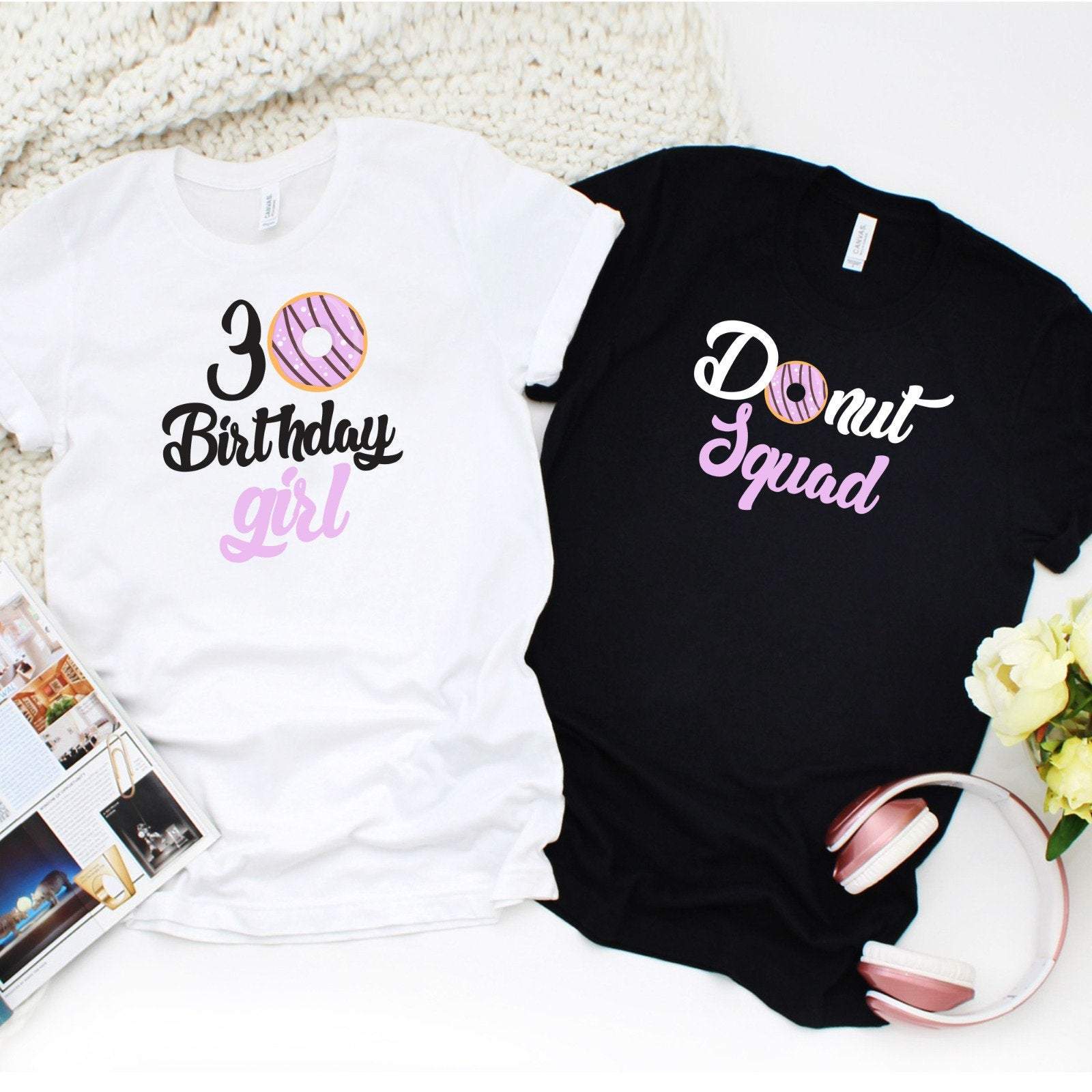 Donut themed birthday girl and donut squad t-shirt, UNISEX sizes, Suitable for all ages