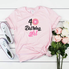 Donut themed birthday girl t-shirt, UNISEX sizes, Suitable for all ages