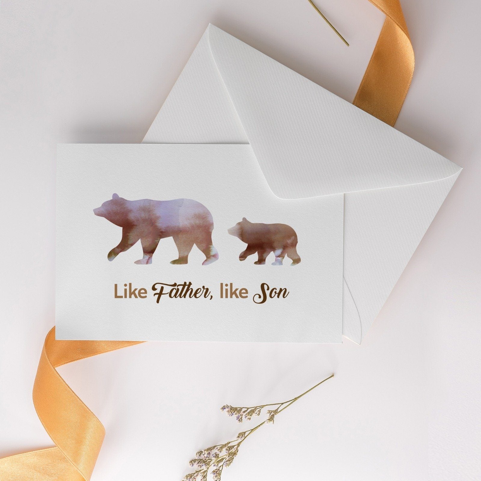 Father's Day Card, Like Father, Like Son Personalised Gift For Dad, Bear Family