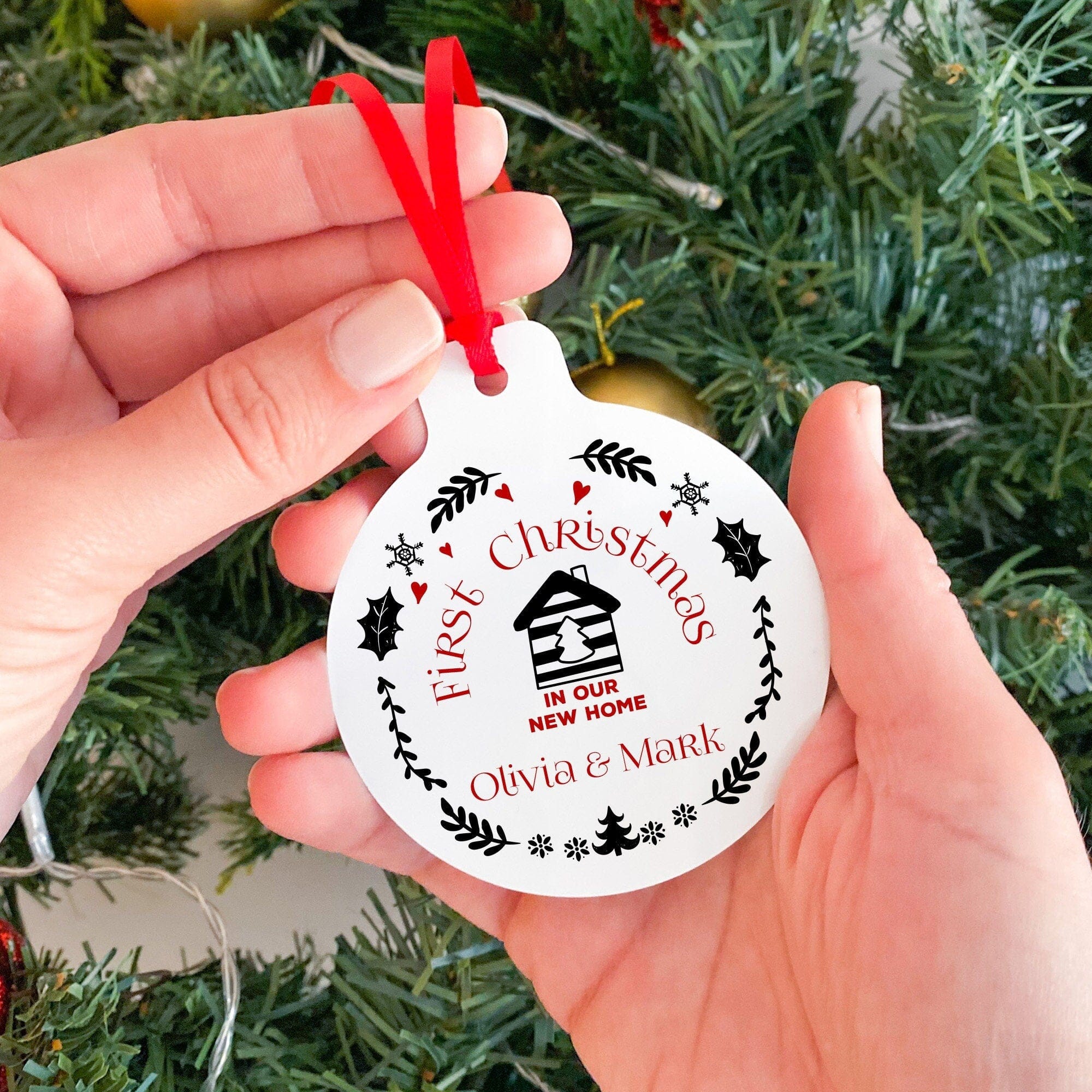 First Christmas At Our New Home Christmas Ornament With Names, Personalised Cute New Home Xmas Décor