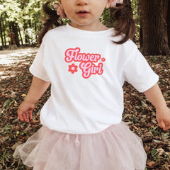 Flower Girl T-Shirt, Wedding Gift For Kids, Pink Colours Flower Girl Cute Present Ideas, Floral Design Outfit