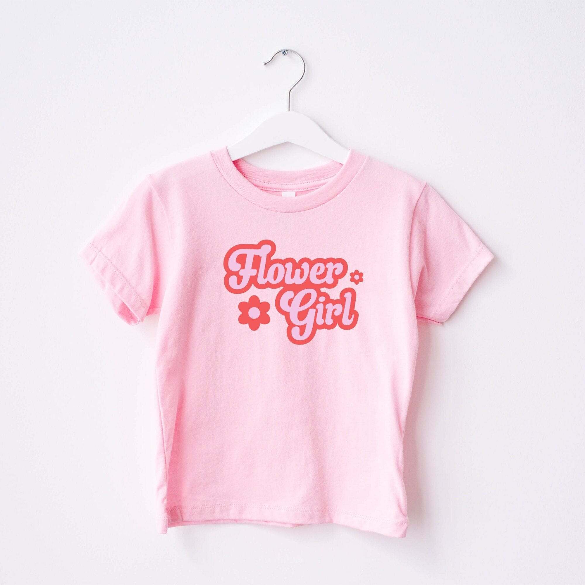 Flower Girl T-Shirt, Wedding Gift For Kids, Pink Colours Flower Girl Cute Present Ideas, Floral Design Outfit