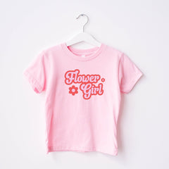 Flower Girl T-Shirt, Wedding Gift For Kids, Pink Colours Flower Girl Cute Present Ideas, Floral Design Outfit