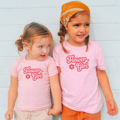 Flower Girl T-Shirt, Wedding Gift For Kids, Pink Colours Flower Girl Cute Present Ideas, Floral Design Outfit