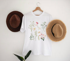 Flower t-shirt, Gift for her, Women trendy tshirt, Spring concept, Wild meadow flower nature tee