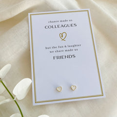 Friend card with Butterfly Star or Heart earrings, Gift for friends, Chance made us colleagues