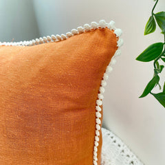 Friend Linen cushion with mini flower trim, Birthday gift for a friends, Christmas thank you present