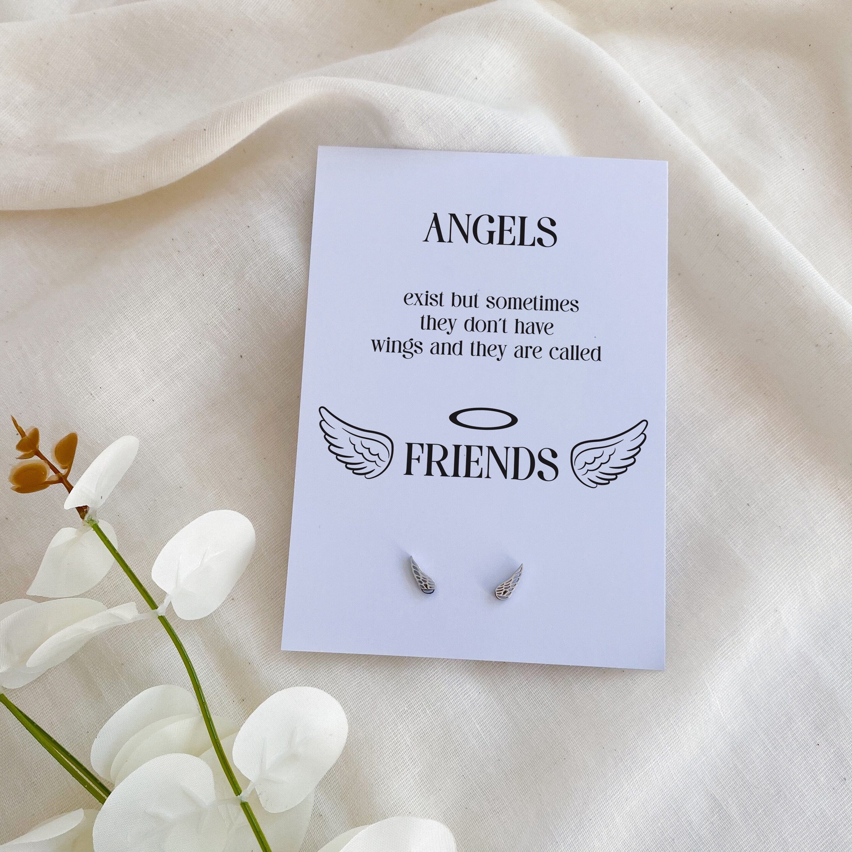 Friendship gift, Angel Wings Earrings, Birthday Christmas Gift for Best Friends, Titanium Steel Minimal Jewellery