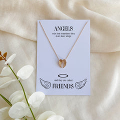 Friendship gift, Angel wings necklace, Birthday Far Away Christmas Gift for Best Friends, Bestie Necklace