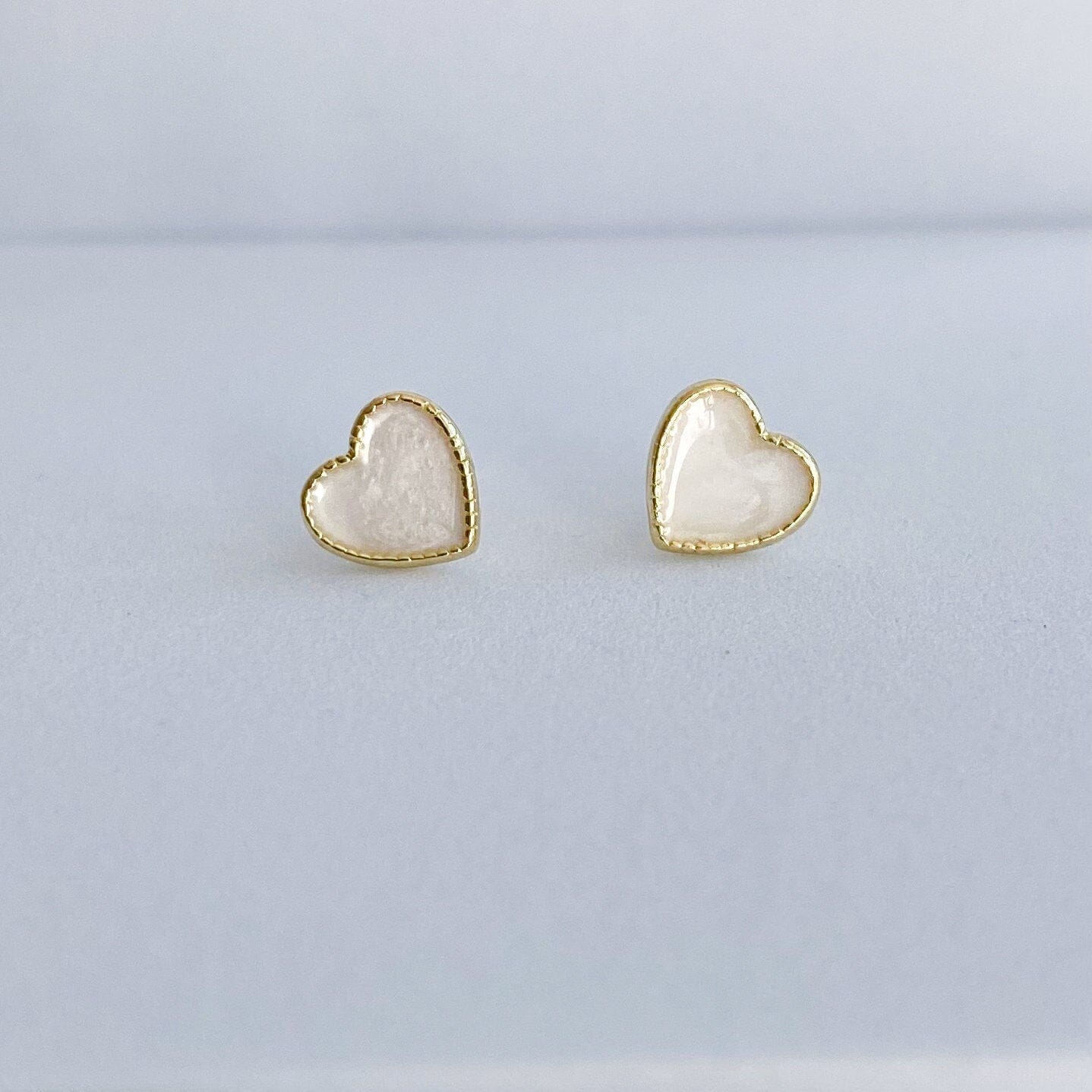 Friendship gift with heart stud earrings, Tiny minimal Jewellery gift for her, Best friend Birthday Christmas gift