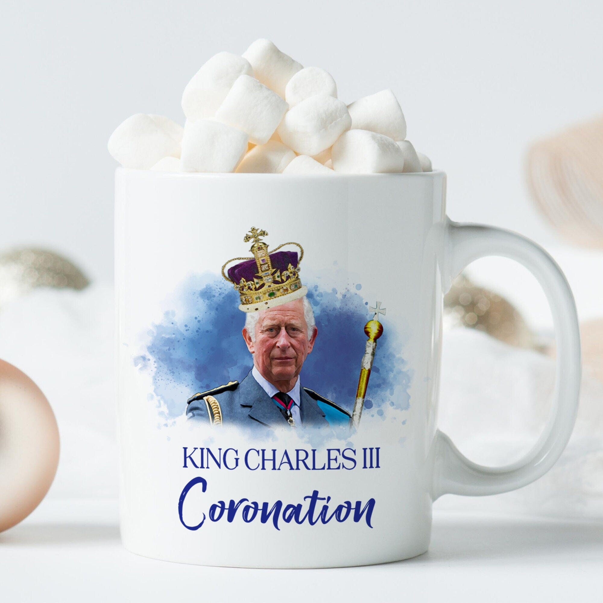 Funny King Charles III coronation mug with crown, God save the king